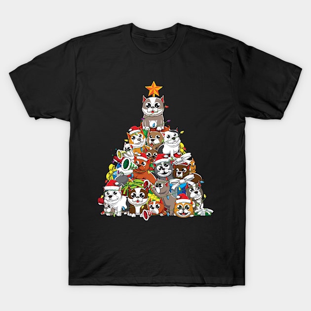 American pits bully dog breed Christmas Tree - Xmas Pitbull T-Shirt by tmuzaa